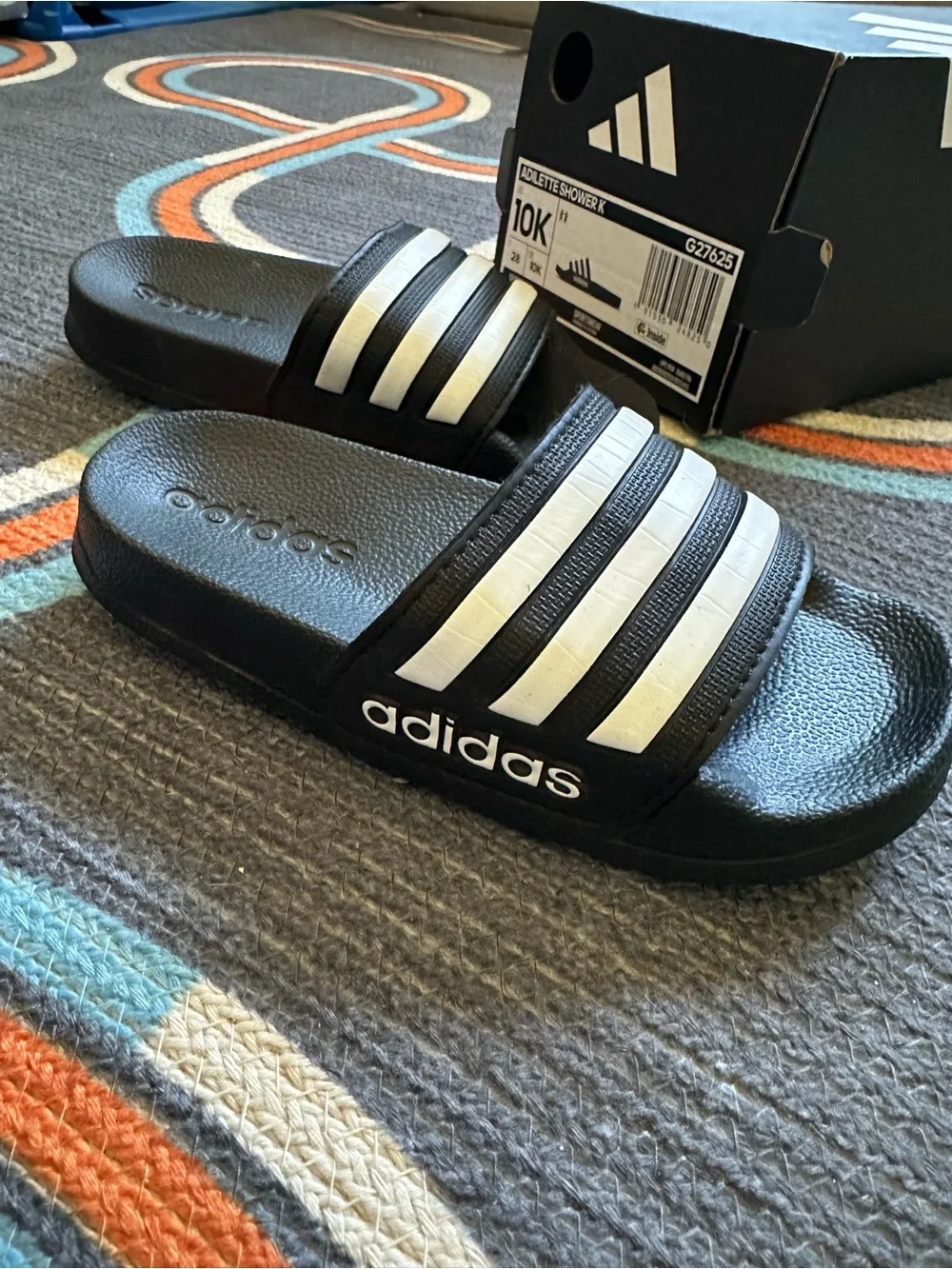 Kids Adidas Black Slides- Kids size 10K